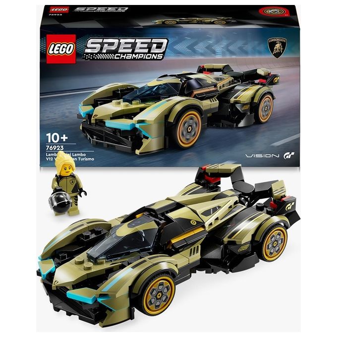 LEGO Speed Champions Super Car Lamborghini Lambo V12 Vision GT Macchina Giocattolo per Bambini da 10 Anni Modellino di Auto da Costruire con Minifigure del Pilota Idea Regalo da Collezione 76923