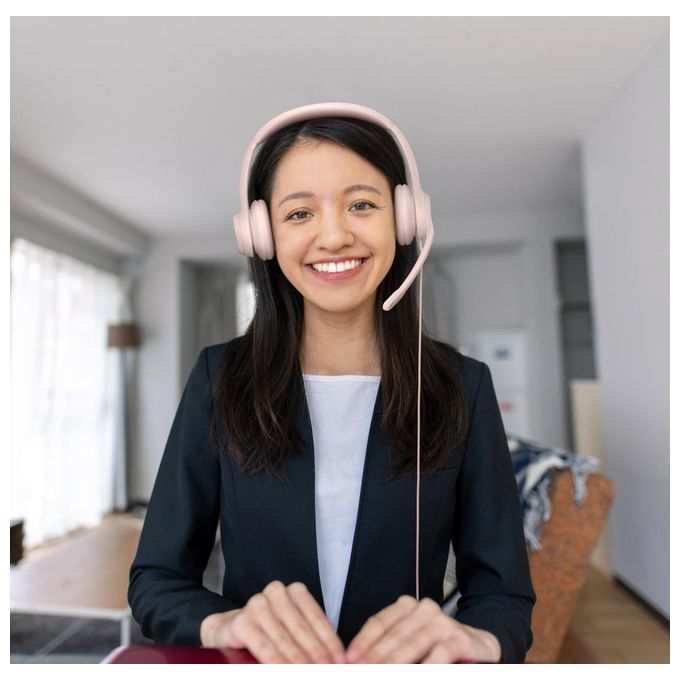 Logitech H390 Auricolare Cablato a Padiglione Ufficio USB Tipo A Rosa
