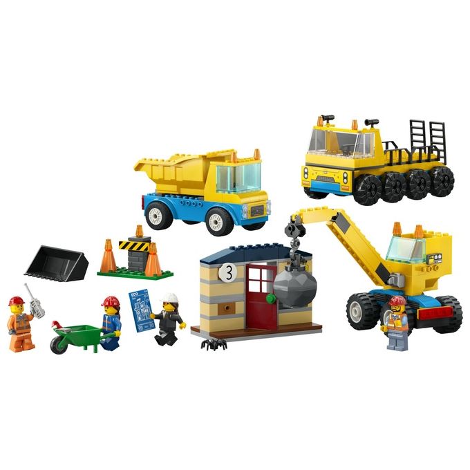 LEGO City 60391 Camion da Cantiere e Gru con Palla da Demolizione, Set con Veicoli Giocattolo, Giochi Educativi per Bambini 4+