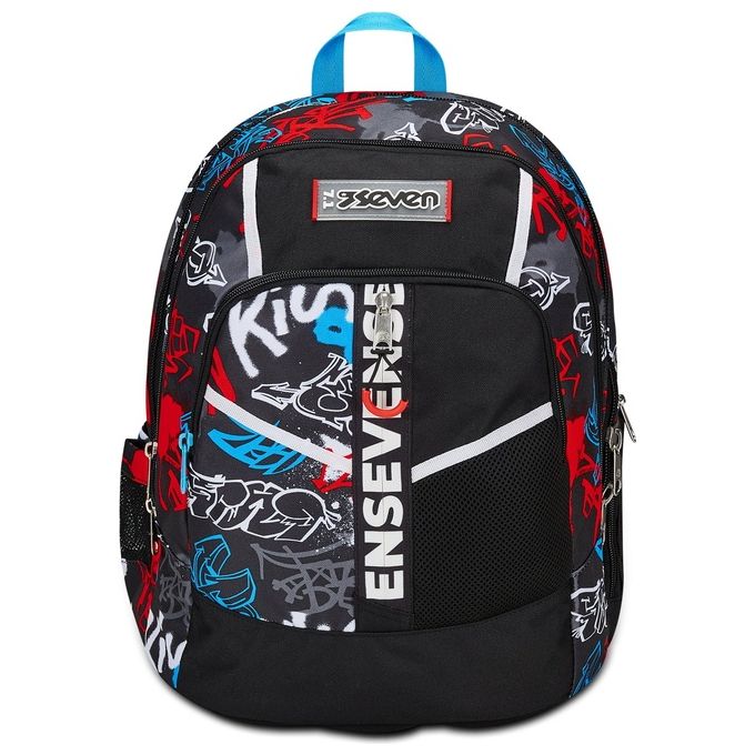 Seven Zaino Scuola Advanced Half Street Nero Rosso
