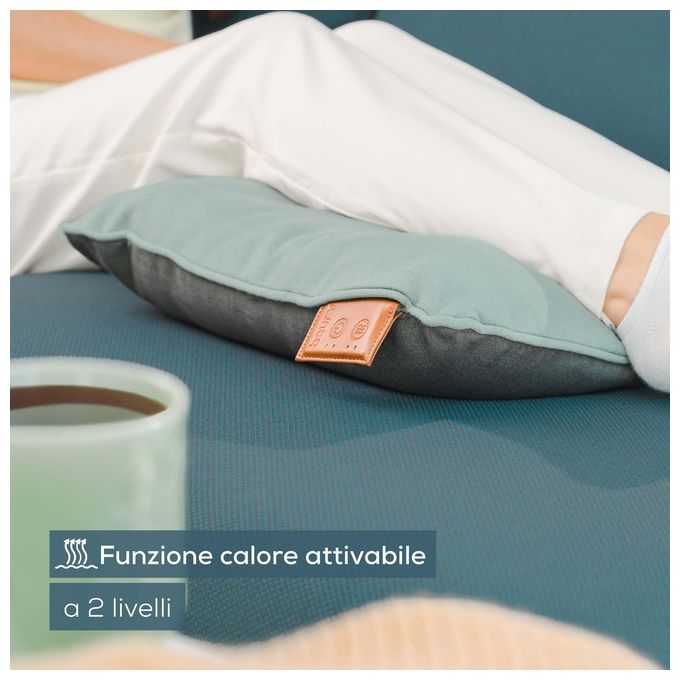 Beurer MG 139 – Cuscino massaggiante a batteria, massaggio Shiatsu con 4 testine rotanti, funzione calore 2 livelli, autonomia fino a 2 h, Rivestimento lavabile, Menta