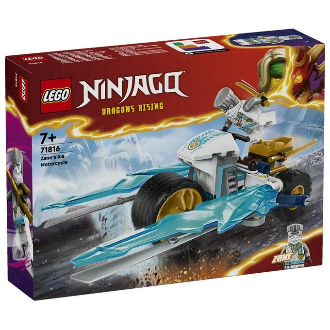 LEGO NINJAGO Moto di Ghiaccio di Zane Veicolo Giocattolo con Lame Mobili Gioco d'Azione per Bambini e Bambine 7 Anni con 1 Minifigure Ninja di Eroe Piccola Idea Regalo di Compleanno 71816