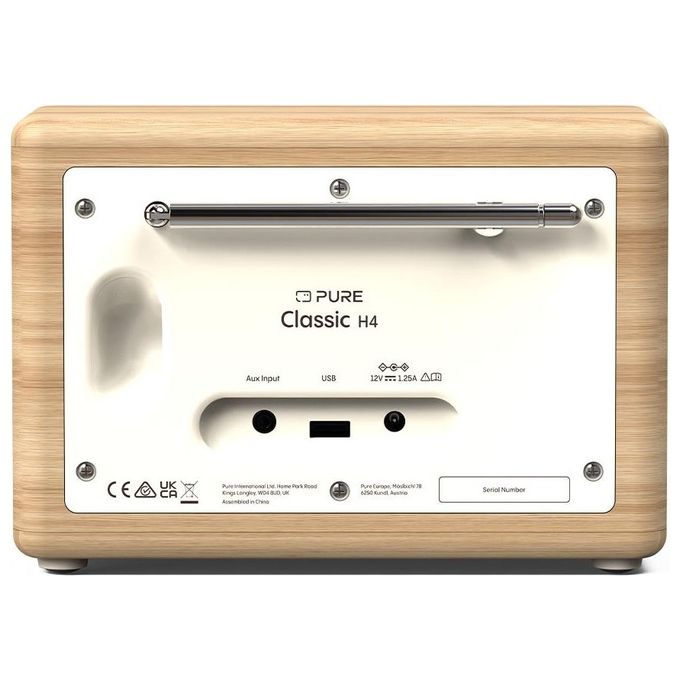 Pure, Radio Digitale Portatile DAB+-FM, Bluetooth 5.3, Bianco Quercia