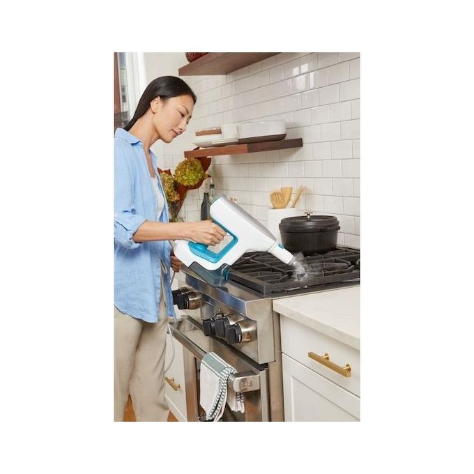 Black+Decker BHSM15FX08 – Pulitore a vapore 2 in 1, capacita' serbatoio 0.5 L, Potenza 1500 W, Pressione vapore elevata, Autonomia fino a 20 min, Kit estensione incluso, Colore Bianco-Arancio