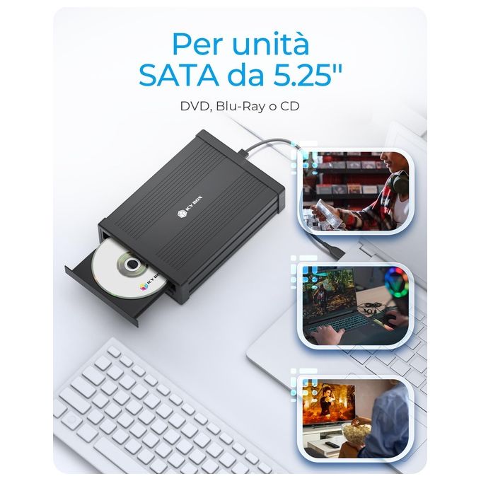 ICY BOX Case Esterno per DVD-Blue Ray SATA da 5.25'' Nero