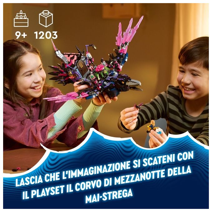 Lego Dreamzzz 2 in 1 Corvo di Mezzanotte della Mai-Strega, Giocattolo d'Avventura Trasformabile in Casa o Ragno, con 6 Personaggi