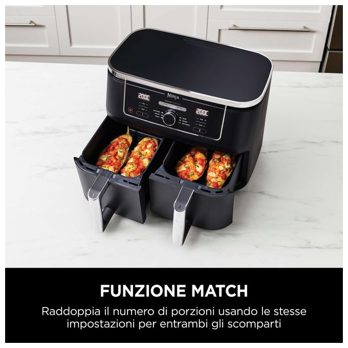 Ninja AF400EU Friggitrice ad Aria Calda Doppia 9.5 Litri Indipendente 2470W Nero