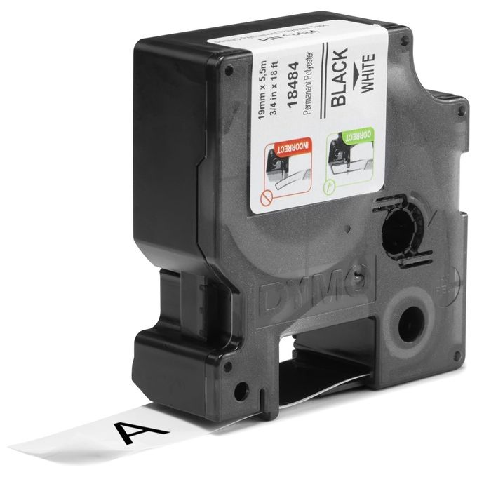 Dymo Etichetta Rhino Poliestere 19mm Bianco nero