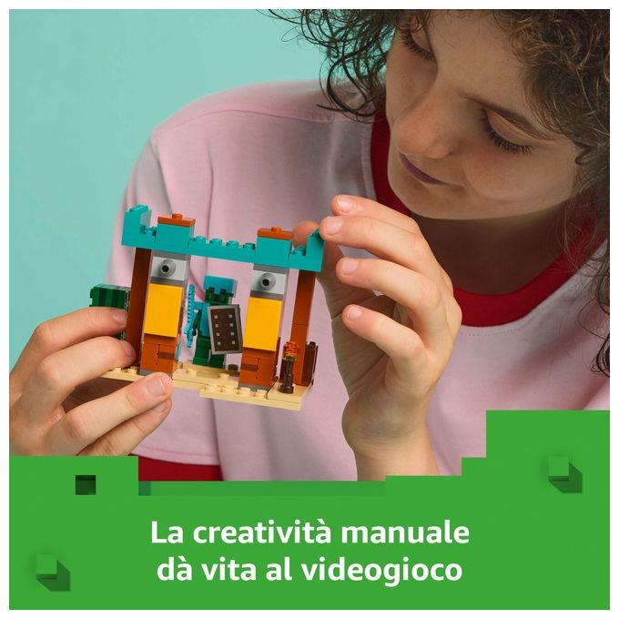 LEGO Minecraft Pattuglia nel Deserto della Bestia Gioco di Ruolo per Bambini e Bambine da 7 Anni in su con 4 Personaggi del Videogioco Funzione Spara Missili Armi Giocattolo e Tesoro 21267