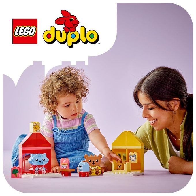 LEGO DUPLO 10414 Attivita' Quotidiane: Mangiare e Andare a Letto, Giochi per Bambini da 1.5 Anni in su con 4 Animali Giocattolo