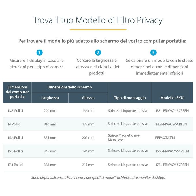 StarTech.com Filtro Privacy per Laptop da 14