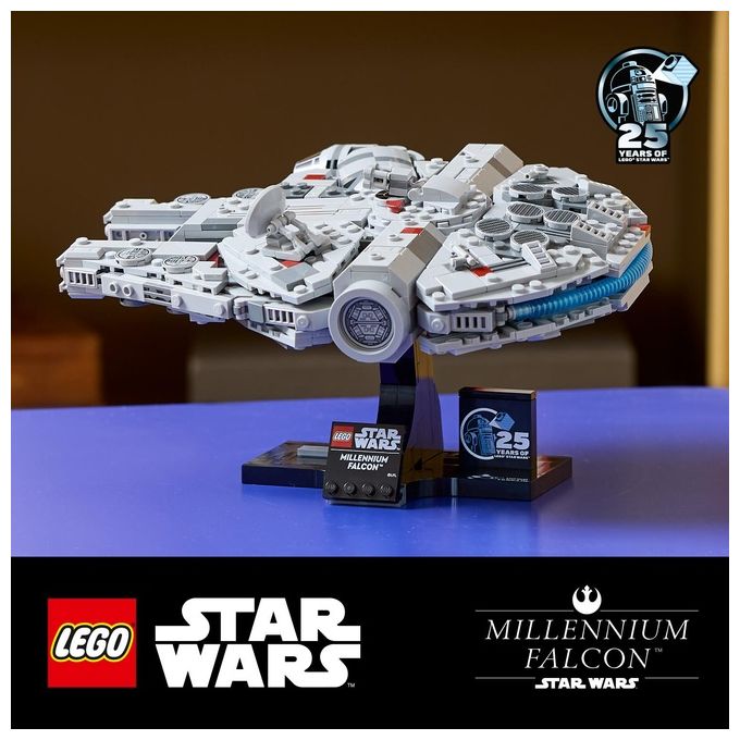 LEGO Star Wars 75375 Millennium Falcon, Modellino da Costruire di Astronave per Adulti, Idee Regalo Lui, Lei, Marito o Moglie