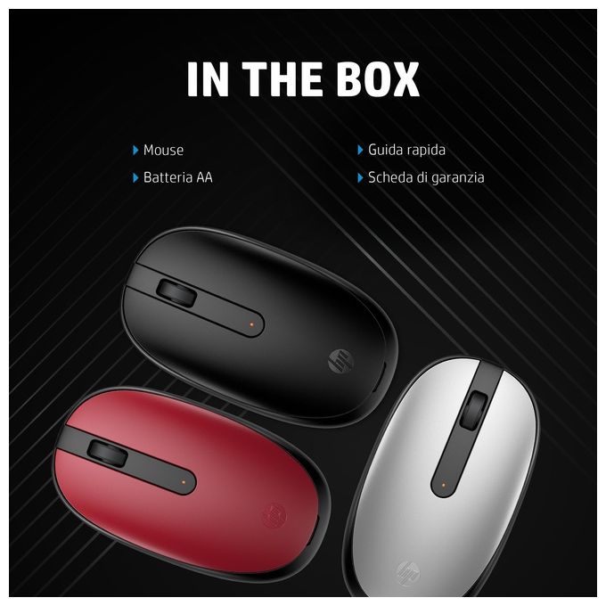 HP 43N04AA Mouse Bluetooth 240 Sensore Ottico 1600 DPI 3 Pulsanti Design Ambidestro Argento