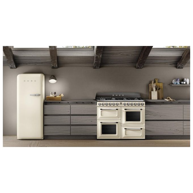 Smeg TR4110P1 Cucina a Gas con Forno Elettrico Multifunzione Termoventilato + Ventilato Estetica Victoria 7 Fuochi Griglie in Ghisa Classe energetica A Vapor Clean 110x60 cm Panna