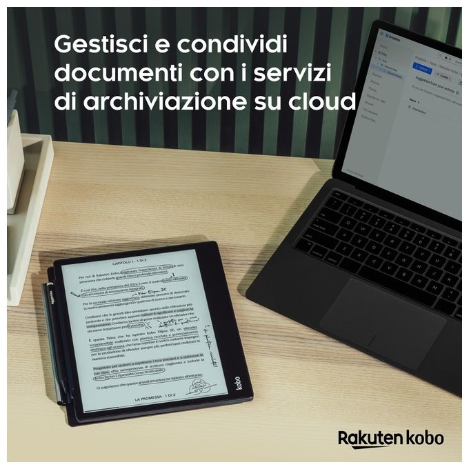 Kobo Elipsa 2E eReader Display 10,3'' Carta E Ink 1200 Multiformato Audiolibri 32Gb Stylus 2 inclusa Nero