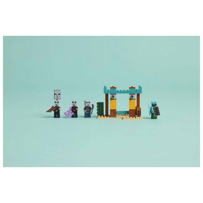 LEGO Minecraft Pattuglia nel Deserto della Bestia Gioco di Ruolo per Bambini e Bambine da 7 Anni in su con 4 Personaggi del Videogioco Funzione Spara Missili Armi Giocattolo e Tesoro 21267