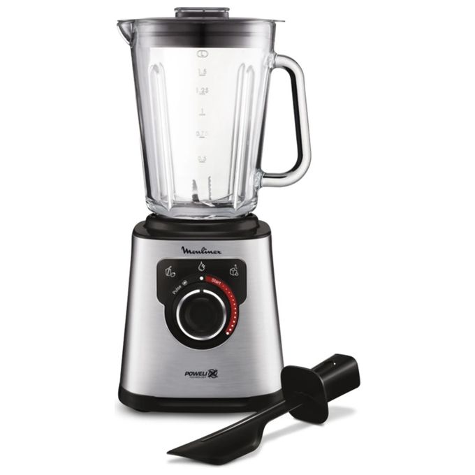 Moulinex LM871D – Frullatore a caraffa 1.5 L, 1200 W, 3 velocita' + funzione Pulse, Tecnologia Powelix, Caraffa in vetro resistente, Acciaio Inox