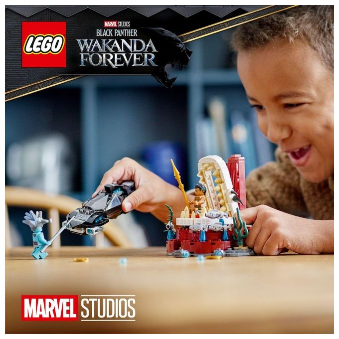 Lego 76213 Marvel La stanza del trono di Re Namor Set da costruzione Black Panther Wakanda Forever 3 Minifigure Shuri Attuma Re Namor