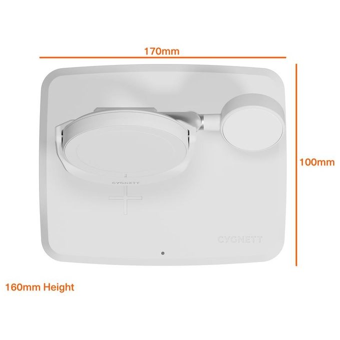 Cygnett ChargeBase Qi2 Caricatore Magnetico Wireless 3 in 1 Bianco