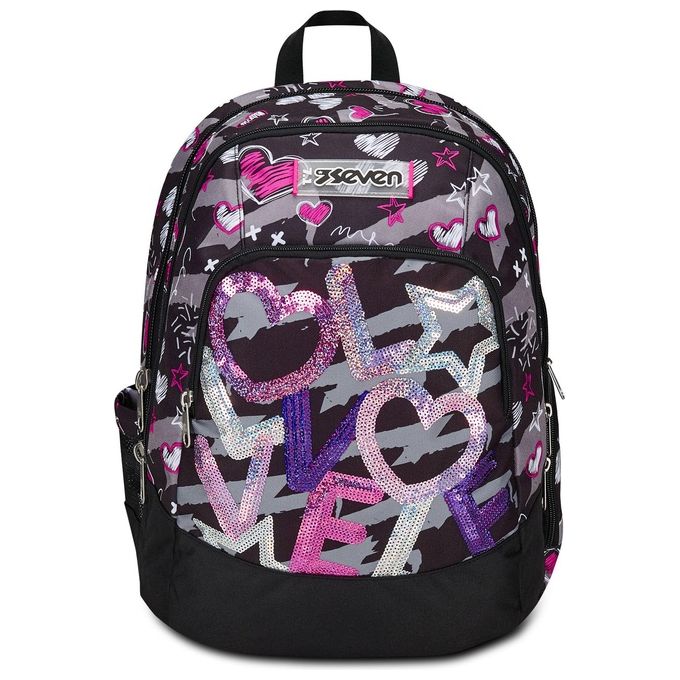 Seven Zaino Scuola Advanced Draft Heart Nero Fucsia