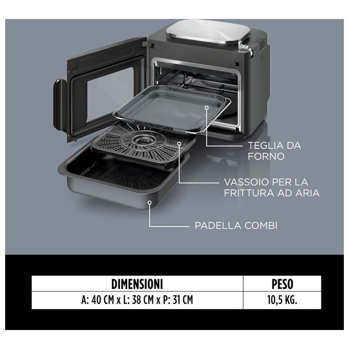 Ninja SFP700EU Combi 12-in-1 Multicooker Forno e Friggitrice ad Aria 12 Funzioni di Cottura Pasti per la Famiglia in 15 Minuti* Include Teglia Padella e Guida alle Ricette Grigio
