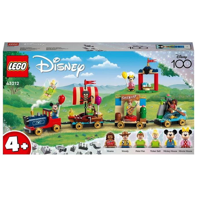 LEGO Disney 43212 Treno delle Celebrazioni Disney 100° Anniversario con Carri Giocattolo e Figure di Topolino e Minnie