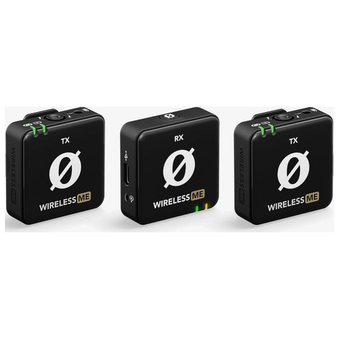 Rode Wireless Me Dual Set Sistema Microfonico Wireless Compatto con Tecnologia Gainassist e Microfoni Integrati per Filmmaking Nero