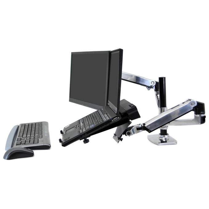 Ergotron lx Redesign dual arm pole Mount 2 flat Panel or fp and Notebook
