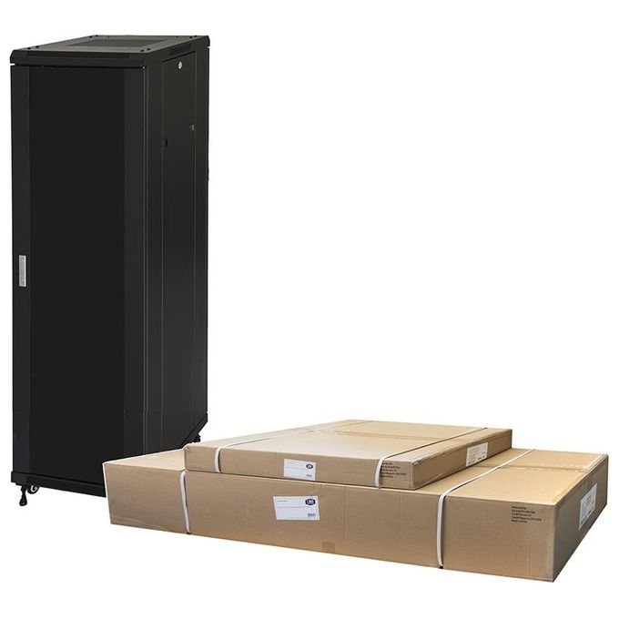 Link LK1942U66NFP Armadio rack 19'' 42u 2055x600x600 colore nero disassemblato PORTA VETRO