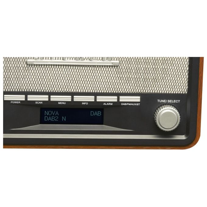 Denver DAB-18 Radio Analogica e Digitale DAB+ FM Bluetooth Altoparlanti da 4W Schermo LCD Nero-Legno