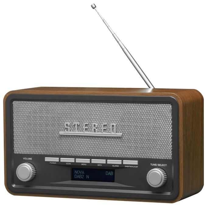 Denver DAB-18 Radio Analogica e Digitale DAB+ FM Bluetooth Altoparlanti da 4W Schermo LCD Nero-Legno