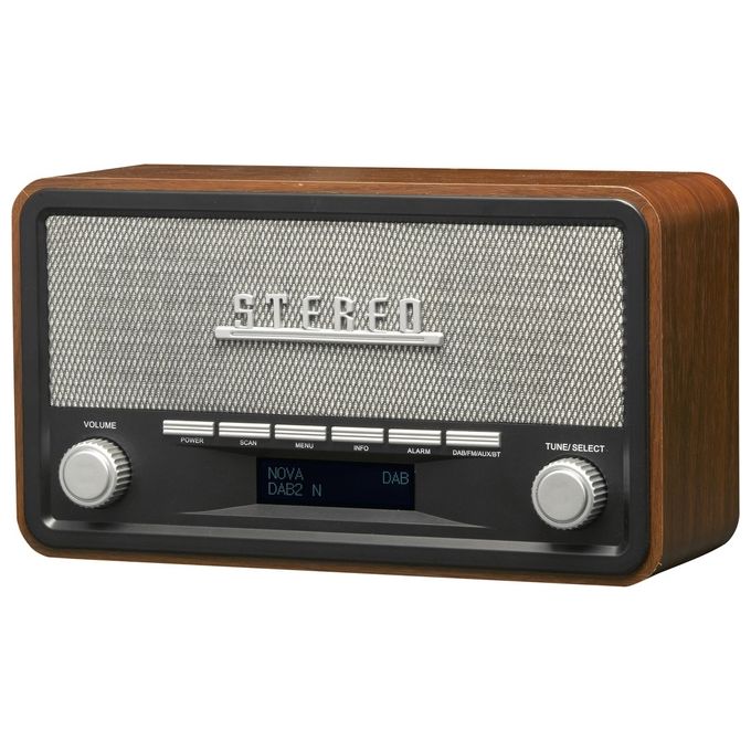 Denver DAB-18 Radio Analogica e Digitale DAB+ FM Bluetooth Altoparlanti da 4W Schermo LCD Nero-Legno