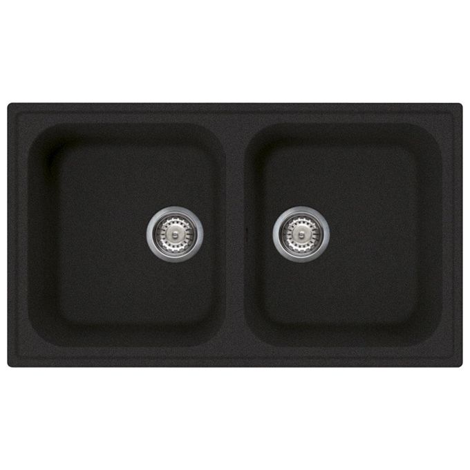 Smeg LZ862A2 Rigae Lavello Sintetico da Incasso Antibatterico Antigraffio 2 Vasche Antracite 86x50cm
