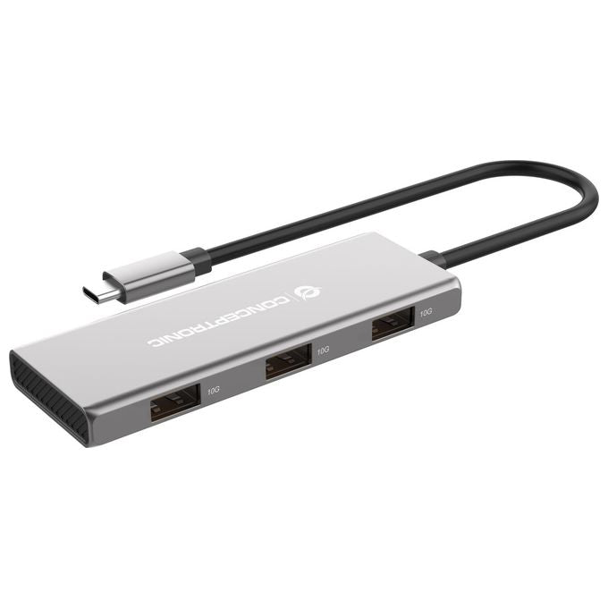 Conceptronic HUBBIES17G Hub di Interfaccia USB 3.2 Gen 2 Type-C 10000 Mbit-s Grigio