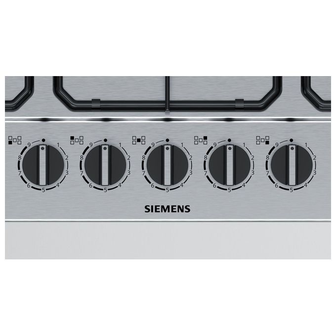 Siemens EC7A5QB80 Piano Cottura a Gas 75cm 5 Fuochi in Acciaio Inox
