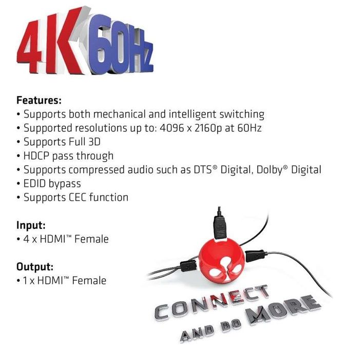 Club3D Hdmi 2.0 Ultra Hd SwitchBox 4 Ports