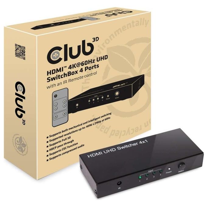 Club3D Hdmi 2.0 Ultra Hd SwitchBox 4 Ports
