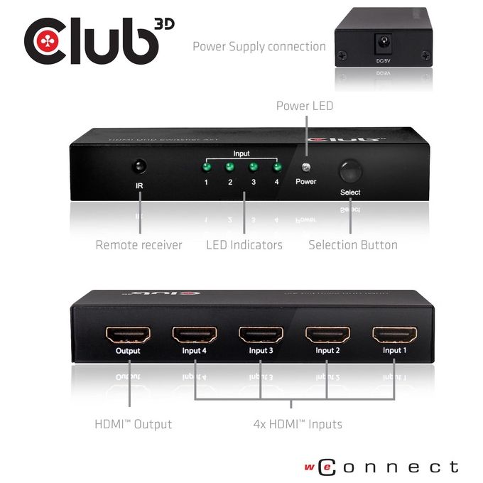 Club3D Hdmi 2.0 Ultra Hd SwitchBox 4 Ports