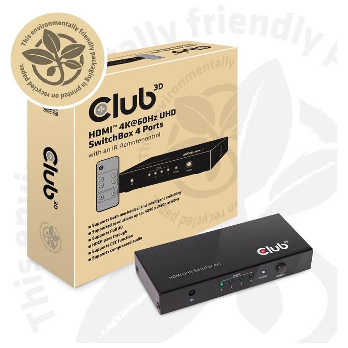 Club3D Hdmi 2.0 Ultra Hd SwitchBox 4 Ports