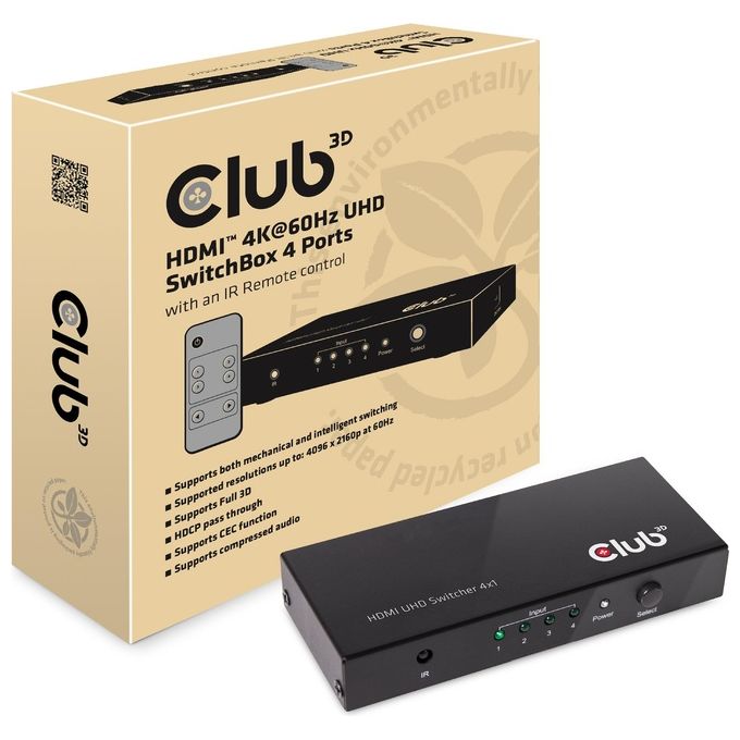 Club3D Hdmi 2.0 Ultra Hd SwitchBox 4 Ports