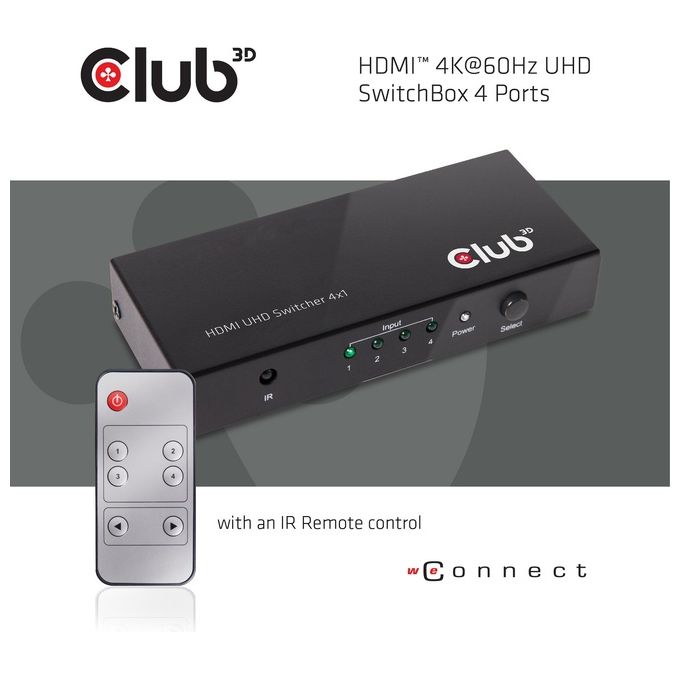 Club3D Hdmi 2.0 Ultra Hd SwitchBox 4 Ports