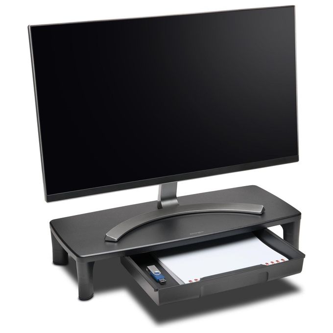 Kensington K55725WW Supporto per Monitor con Cassetto SmartFit Regolabile in Altezza per Monitor fino a 30'' e 15 Kg colore Nero