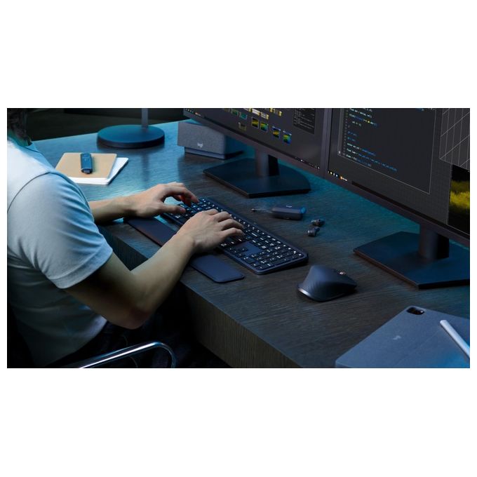 Logitech MX Keys S, Tastiera Wireless, Profilo Basso, Digitazione Precisa, Tasti Programmabili, Retroilluminazione, Bluetooth, USB C Ricaricabile, Italiano QWERTY, Grigio