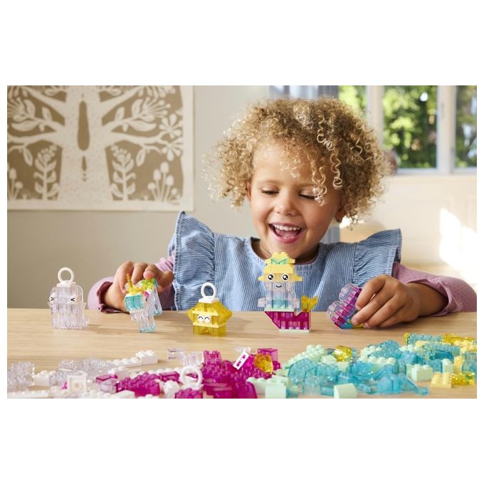 LEGO Classic Scatola Magica Trasparente - Mattoncini Colorati e Clip Portachiavi - Crea Unicorni Giocattolo Draghi Uccelli e altre Figure Kit Arti e Mestieri per Bambine e Bambini da 5 Anni - 11040