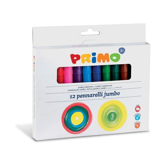 Primo Confezione 12 Pennarelli Jumbo Punta Conica Assortito