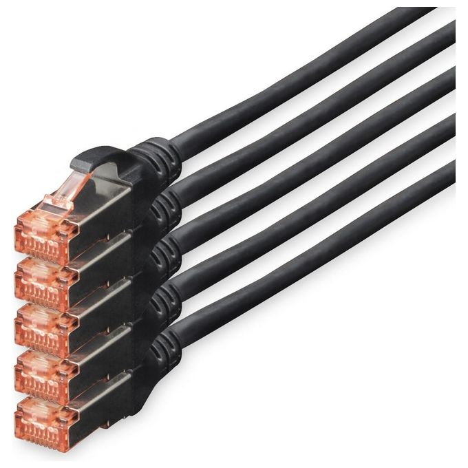 Digitus Confezione 5 Cavi Cat 6 Schermati S-Ftp 10mt Nero
