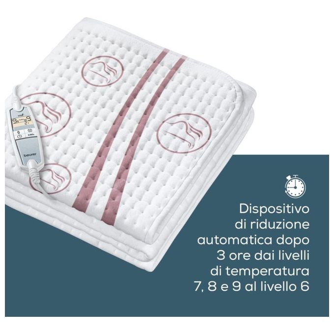 Beurer UB 90 Coprimaterasso Termico Singolo 150x80cm 60W Regolazione Separazione 2 Zone Lavabile