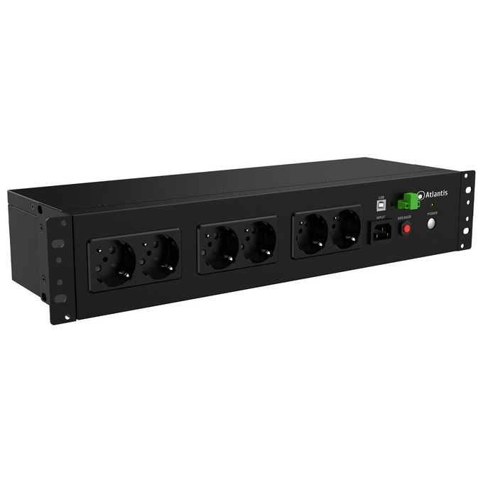Atlantis A03-PDU1000-RC Ups Rack Off Line 800va (480w) per Rack 19 Corti 153mm Batteria 12v 9ah 8p Schuko in Backup