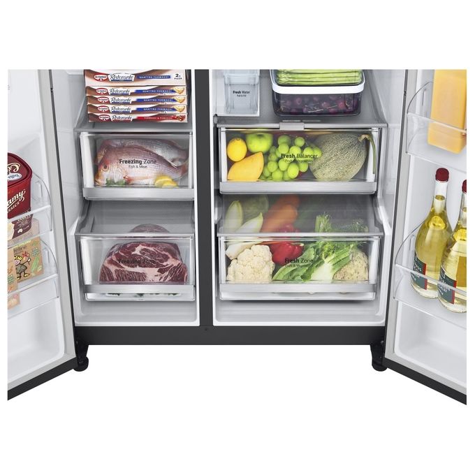LG GSGV81EPLL - Frigorifero Side-by-Side 635 L, 179 cm, Classe E, 36 dB, Total No Frost, InstaView, DoorCooling+, Dispenser acqua e ghiaccio, Nero opaco