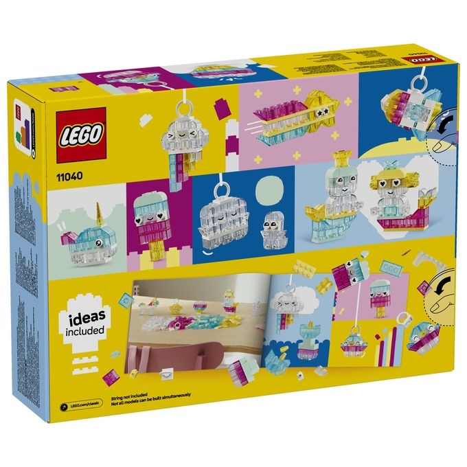 LEGO Classic Scatola Magica Trasparente - Mattoncini Colorati e Clip Portachiavi - Crea Unicorni Giocattolo Draghi Uccelli e altre Figure Kit Arti e Mestieri per Bambine e Bambini da 5 Anni - 11040